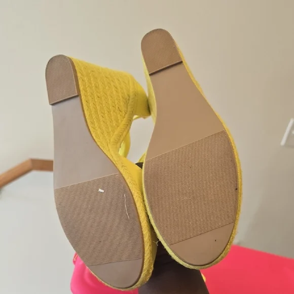 Sunny Yellow Espadrille Wedges - Picture 11 of 17